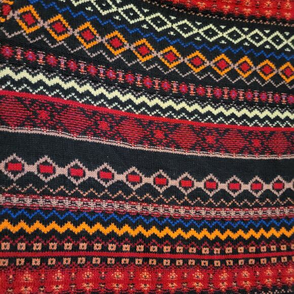 Loft, M | Woven Mosaic Multicolored Boho Warm Sweater - Picture 4 of 5